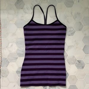 Lululemon Power Y Tank Purple Striped, size 6